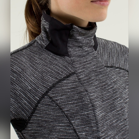 Lululemon Base Runner Half Zip Coco Pique Black White/Black long sleeve stretchy - Picture 11 of 11